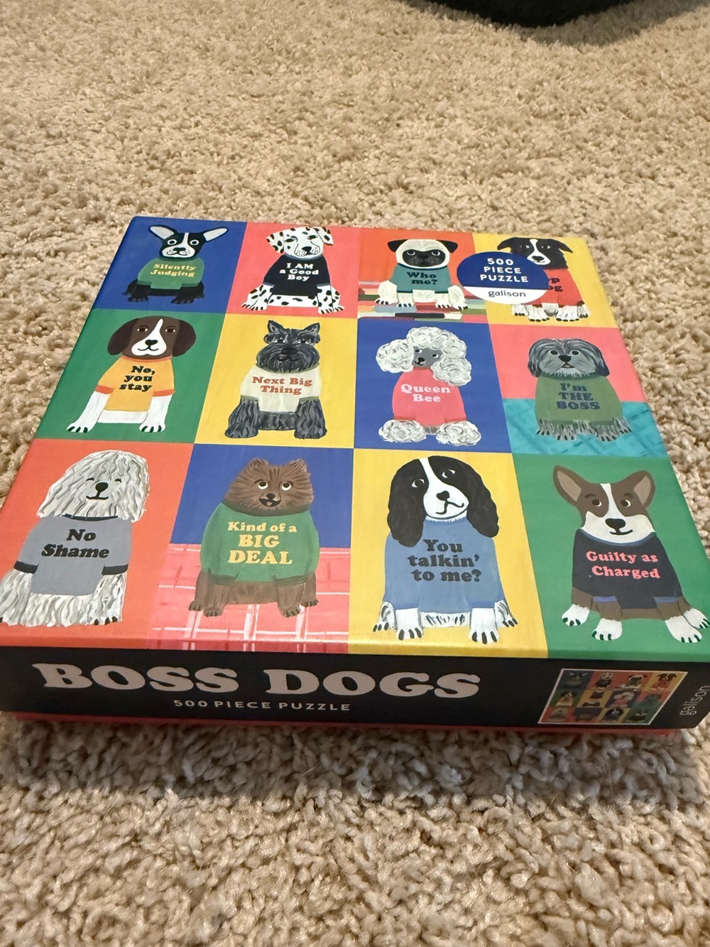 Galison Boss Dogs 500-Piece Puzzle, new
